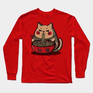 Ramen Cat Kawaii Anime Japanese Kawaii Neko Long Sleeve T-Shirt